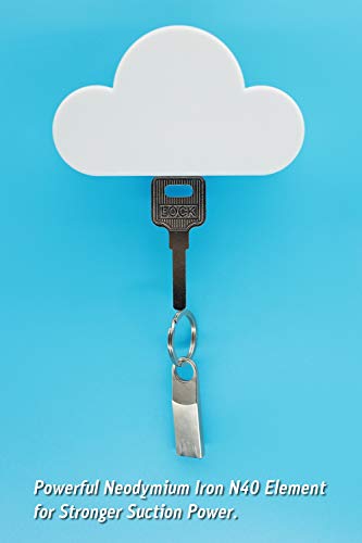 White Cloud Magnetic Key Holder for Wall, Creative and Unique Ornament, Strong Magnetic Force Can Hang Multiple Keys and Keychain, Easy to Install and Convenient to Use. (White)