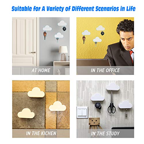 White Cloud Magnetic Key Holder for Wall, Creative and Unique Ornament, Strong Magnetic Force Can Hang Multiple Keys and Keychain, Easy to Install and Convenient to Use. (White)