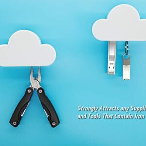 White Cloud Magnetic Key Holder for Wall, Creative and Unique Ornament, Strong Magnetic Force Can Hang Multiple Keys and Keychain, Easy to Install and Convenient to Use. (White)