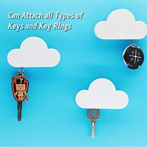 White Cloud Magnetic Key Holder for Wall, Creative and Unique Ornament, Strong Magnetic Force Can Hang Multiple Keys and Keychain, Easy to Install and Convenient to Use. (White)