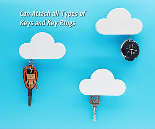 White Cloud Magnetic Key Holder for Wall, Creative and Unique Ornament, Strong Magnetic Force Can Hang Multiple Keys and Keychain, Easy to Install and Convenient to Use. (White)