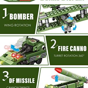 1162 Pieces Army Military Base Building Blocks Set, Army Combat Force Bricks Toy with Army Vehicle & Airplane, with Blocks Storage Box, Pretend War & Action Roleplay Toy Gift for Kids Boys Girls 6-12