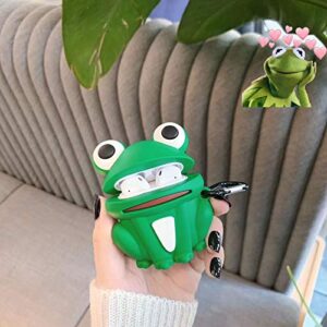 LKDEPO Silicone 3D Cartoon Airpods Case Keychain with Cute Cartoon Skin Design, Soft Silicone Protective Airpods Cover Compatible for Airpods 1/2 (Stylish Designer Designed for Boys and Girls) - Frog