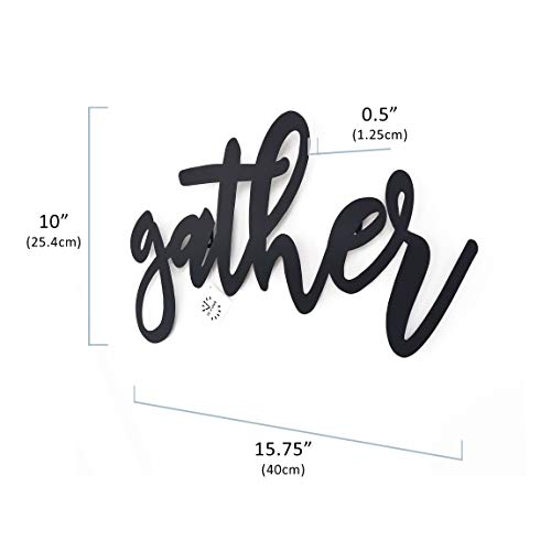 10 o'clock Gather Black Metal Wall Word Sign inch by 15.75"x10" Wall Decor • Farmhouse Decor • Family Wall Art • Decorations for Living Room Decor • Home Decor…