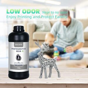 Rich-OPTO 1kg Water Washable Resin Grey LCD 3D Printer Resin UV Curing 405nm Quick Printing Speed Low Odor High Accuracy Photopolymer (DIY Mixed with The Non-Clear Same Series Resin)