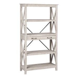 Saint Birch Honduras Engineered Wood Four-Shelf Bookcase in Washed Gray