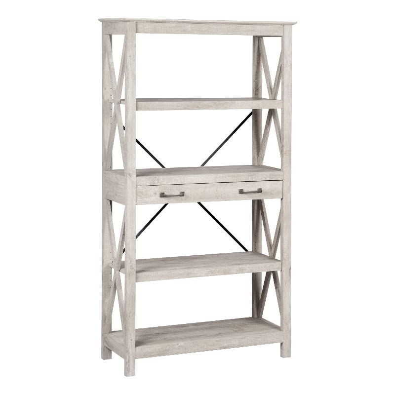 Saint Birch Honduras Engineered Wood Four-Shelf Bookcase in Washed Gray