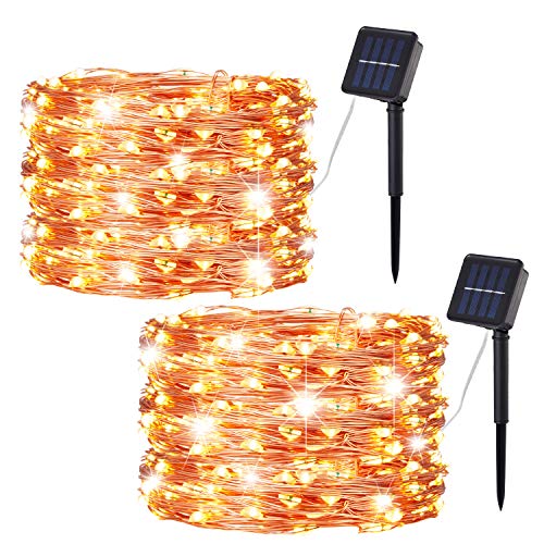 SIYOO Solar String Lights Outdoor 2 Pack LED Solar Powered Fairy Lights with 8 Lighting Modes Waterproof Decoration Copper Wire Lights for Garden Patio Gate Yard Party Wedding Indoor Bedroom