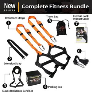 Moulyan Bodyweight Resistance Training Straps Complete Home Gym Fitness Trainer kit for Full-Body Workout Easy Setup Gym Home Outdoors