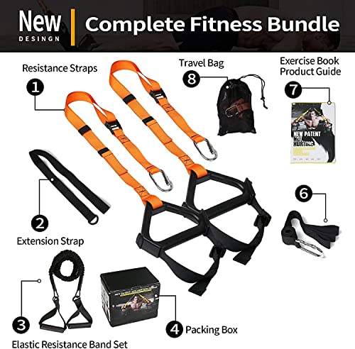 Moulyan Bodyweight Resistance Training Straps Complete Home Gym Fitness Trainer kit for Full-Body Workout Easy Setup Gym Home Outdoors