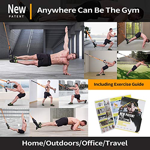 Moulyan Bodyweight Resistance Training Straps Complete Home Gym Fitness Trainer kit for Full-Body Workout Easy Setup Gym Home Outdoors