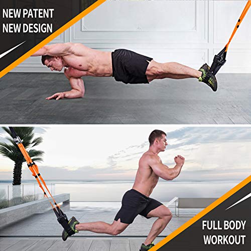 Moulyan Bodyweight Resistance Training Straps Complete Home Gym Fitness Trainer kit for Full-Body Workout Easy Setup Gym Home Outdoors