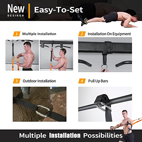 Moulyan Bodyweight Resistance Training Straps Complete Home Gym Fitness Trainer kit for Full-Body Workout Easy Setup Gym Home Outdoors