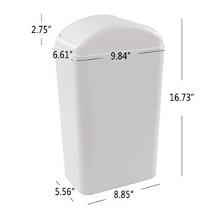 Ponpong 3.5 Gallon Slim Plastic Trash Bin, Garbage Can with Swing Lid, 1 Pack