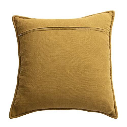 Creative Co-Op Square Mustard Quilted Cotton Chenille Pillow