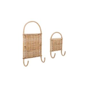 Bloomingville Woven Rattan, Set of 2 Wall Hooks, Natural