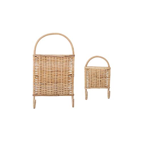 Bloomingville Woven Rattan, Set of 2 Wall Hooks, Natural