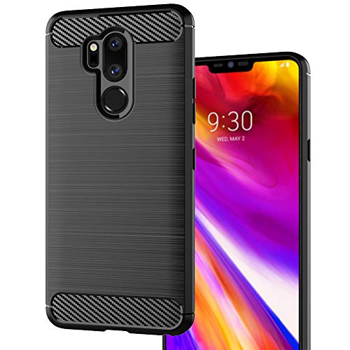 KEEPCA for LG G7 ThinQ Case,LG G7 Phone case,Slim Thin Soft Flexible TPU Rubber Gel Silicone Anti-Scratch Shockproof Carbon Fiber Protective Cases Cover for LG G7 ThinQ,Brushed Black