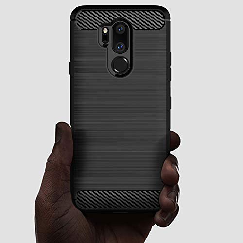 KEEPCA for LG G7 ThinQ Case,LG G7 Phone case,Slim Thin Soft Flexible TPU Rubber Gel Silicone Anti-Scratch Shockproof Carbon Fiber Protective Cases Cover for LG G7 ThinQ,Brushed Black