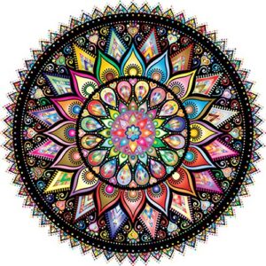 bgraamiens puzzle-geometric colorful mandala-1000 pieces creative geometric round blue board colorful mandala jigsaw puzzle