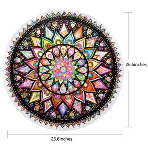 Bgraamiens Puzzle-Geometric Colorful Mandala-1000 Pieces Creative Geometric Round Blue Board Colorful Mandala Jigsaw Puzzle