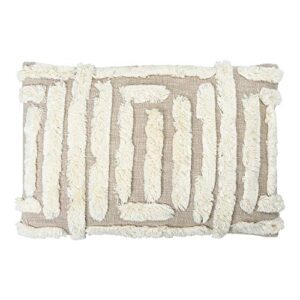 creative co-op lumbar tan & cream tufted woven cotton pillow, tan