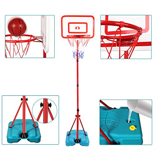 E EAKSON Kids Basketball Hoop Stand Adjustable Height 2.9 ft -6.2 ft Indoor Basketball Hoop Outdoor Toys Outside Backyard Games Mini Hoop Basketball Goal Gifts for Boys Girls Toddler Age 3 4 5 6 7 8