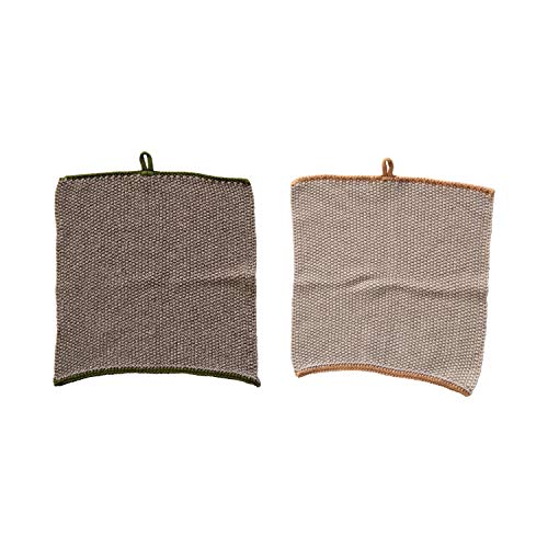 Creative Co-Op Square Cotton Knit (Set of 2) Dish Cloth, Multi