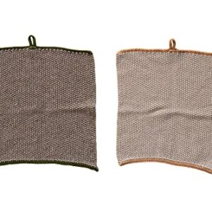 Creative Co-Op Square Cotton Knit (Set of 2) Dish Cloth, Multi