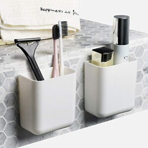 mosunka self adhesive wall mounted storage box bathroom makeup wall organizer white pen holder remote cellphone holders for bedroom home decor kicthen room 2pcs