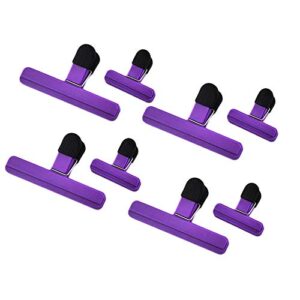 yaikoai 8 pieces large chip bag clips heavy duty food sealing clip plastic air tight seal grip plastic bag clamp for bread candy chips nuts coffee bags, purple
