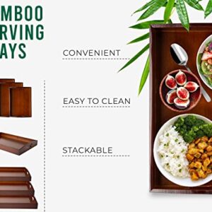 Set of 3 Premium Bamboo Serving Trays - Natural Finish | Stylish and Functional Platters for Exquisite Food Presentation |Brown Finish