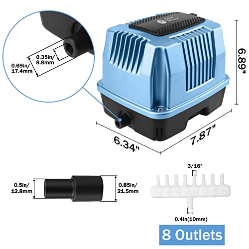 AquaMiracle Linear Air Pump AP40 for Pond Aeration, Septic Air Pump, Hydroponic Air Pump, Pond Air Pump, 635GPH 0.028MPa, for Pond, Waste Treatment, Aquarium, Fish Farm, Seafood Restaurant