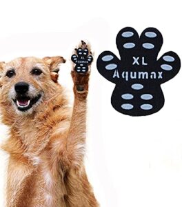 aqumax dog anti slip paw grips traction pads,paw protection with stronger adhesive, non-toxic,multi-use on hardwood floor or injuries,12 sets-48 pads xl black