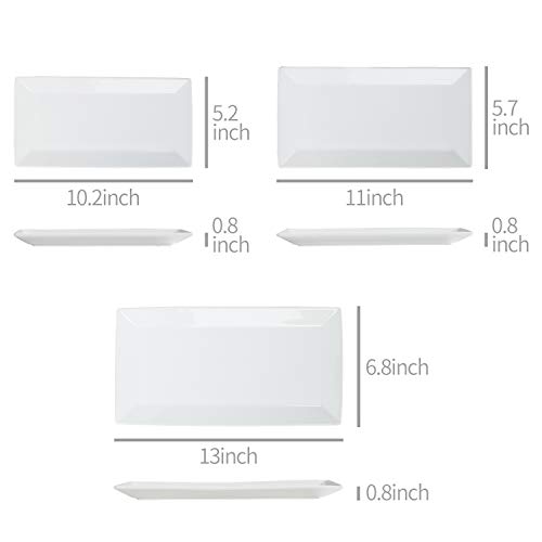 AmazonCommercial 3-Piece Porcelain, Party Platter Appetizer, Dinner, Dessert Set, White