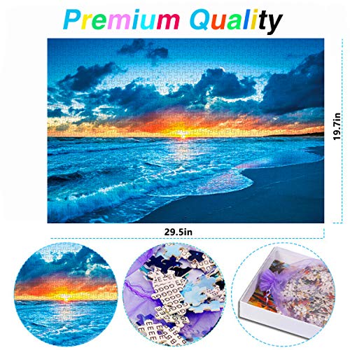 Jigsaw Puzzles 1000 Pieces for Adult,Hawaii Sunrise Over Beach,Interesting Wooden Puzzles Toys（19.7 X 29.5 inch） Artwork Art Large Size Jigsaw Puzzle Toy for Educational Gift Home