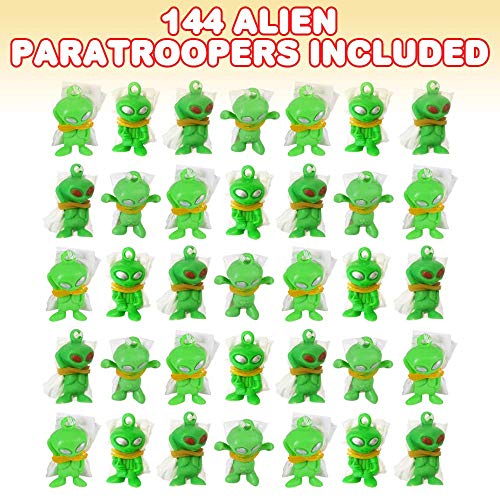 ArtCreativity Alien Paratroopers with Parachutes, Bulk Pack of 144, Vinyl Parachute Toys, Durable Plastic Guys Playset, Fun Parachute Party Favors, Goody Bag Stuffers, for Boys and Girls