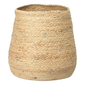 creative co-op hand-woven jute embroidered dots baskets, natural