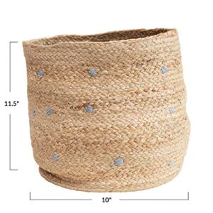 Creative Co-Op Hand-Woven Jute Embroidered Dots Baskets, Natural