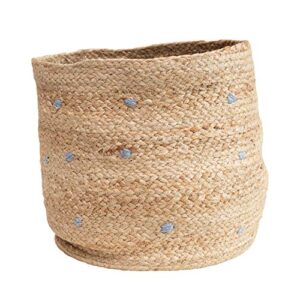 Creative Co-Op Hand-Woven Jute Embroidered Dots Baskets, Natural