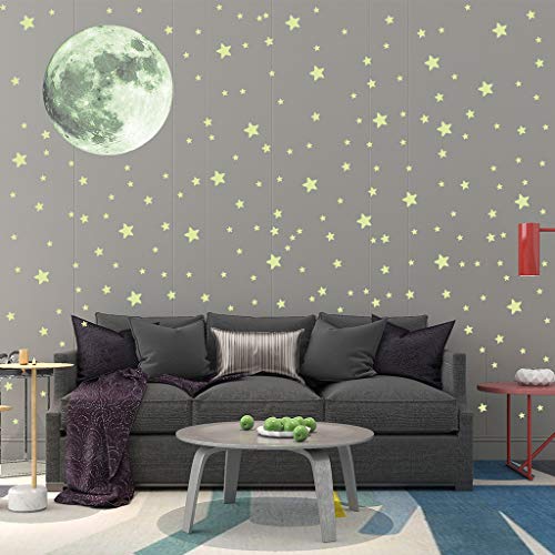 334pcs Glow in The Dark Stars Stickers, Luminous Stars and Moon Wall Stickers Decor for Kids Bedroom or Birthday Gift, Wall Decals for Any Room, Bright and Realistic