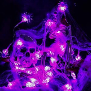 Halloween Spider Lights 30 LEDs Spider String Lights 9.8 Feet Battery Operated Purple Halloween String Lights 2 Modes Spooky Wall Decoration Lights for Halloween Window Porch Outdoor Indoor Decor