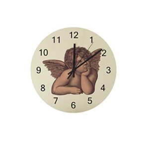 hapuxt silent wooden wall clock 12" non ticking ﻿angel from the fresco battery operated clock creative fashionable home decor for kitchen office school living room