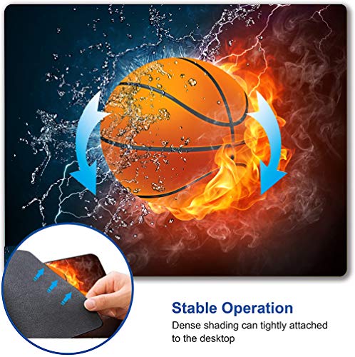 Gaming Mouse Pad,Basketball Ball in fire and Water Mouse Pad Non-Slip Rubber Base Mouse Pads for Computers Laptop Office, 9.5"x7.9"x0.12" Inch(240mm x 200mm x 3mm)