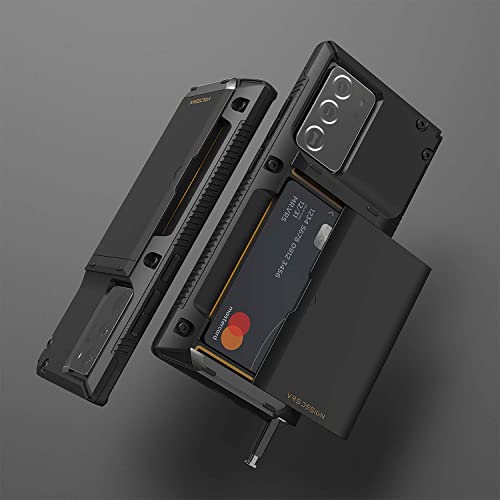 VRS DESIGN Damda Glide Pro for Galaxy Note 20 Ultra, with [4 Cards] [Semi Auto] Premium Sturdy Credit Card Slot Wallet for Samsung Galaxy Note 20 Ultra 5G Case 6.9 inch(2020) Black