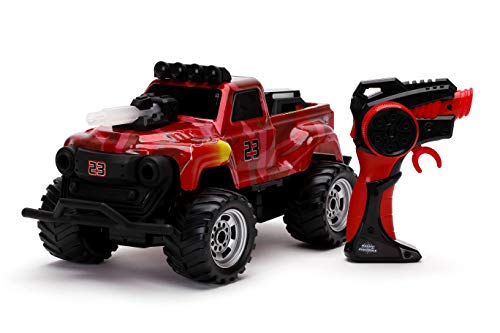 Jada Toys Battle Machines 1:16 Laser Combat RC Remote Control Car 2-Pack, 2.4 GHZ Red/Blue Truck, Toys for Kids and Adults (251109005)