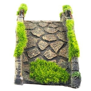 AQUA KT Fish Tank Decor Arch-Bridge Drawbridge with Grass for Aquarium Landscaping Decoration