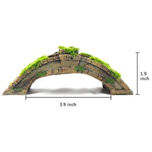 AQUA KT Fish Tank Decor Arch-Bridge Drawbridge with Grass for Aquarium Landscaping Decoration