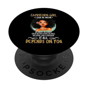 yellow fonts capricorn zodiac for afro-american girl popsockets grip and stand for phones and tablets