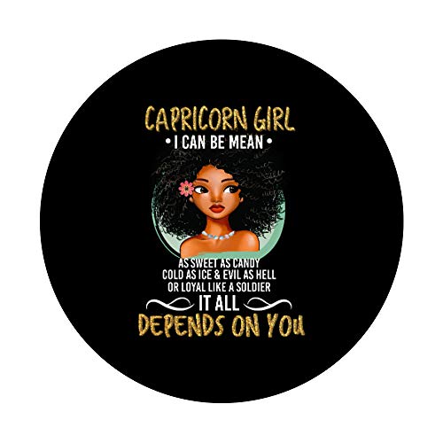 Yellow Fonts Capricorn Zodiac for Afro-American Girl PopSockets Grip and Stand for Phones and Tablets